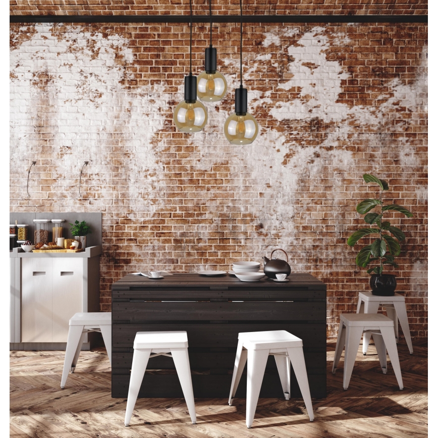 Chandelier on a string JANTAR BLACK 3xE27/60W/230V d. 30 cm