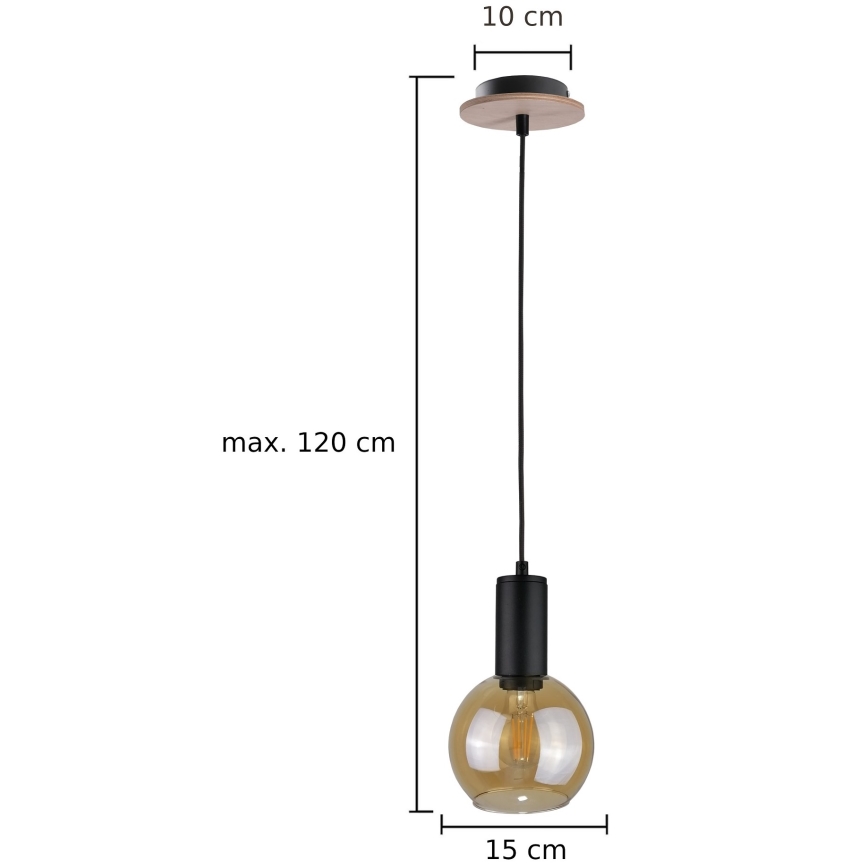 Chandelier on a string JANTAR WOOD 1xE27/60W/230V