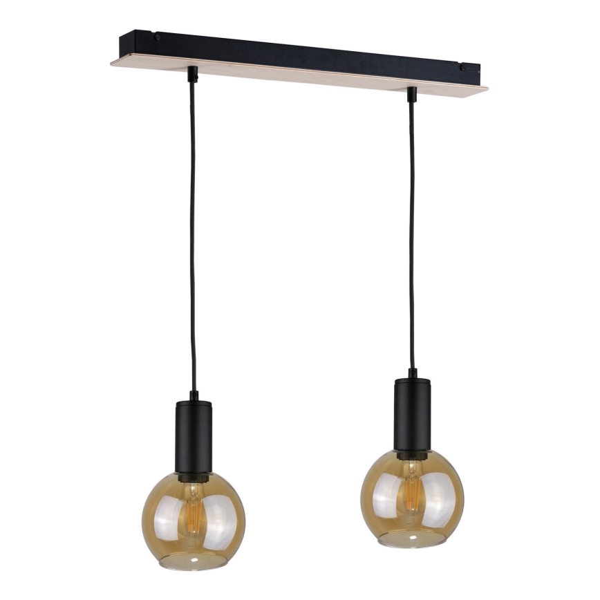 Chandelier on a string JANTAR WOOD 2xE27/60W/230V