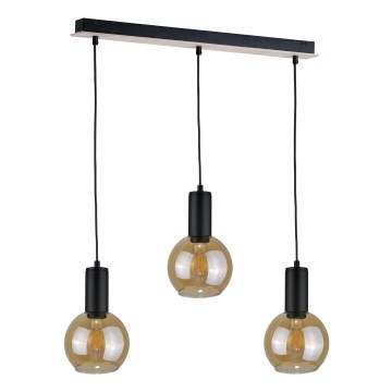 Chandelier on a string JANTAR WOOD 3xE27/60W/230V
