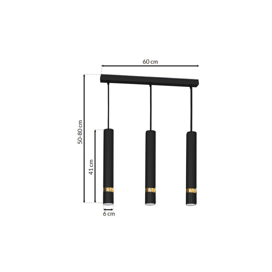 Chandelier on a string JOKER 3xGU10/25W/230V black