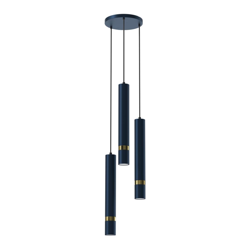 Chandelier on a string JOKER 3xGU10/8W/230V blue/gold