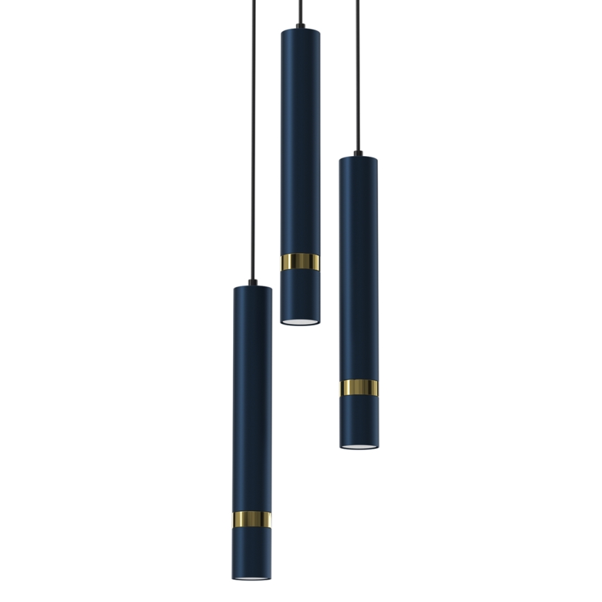 Chandelier on a string JOKER 3xGU10/8W/230V blue/gold