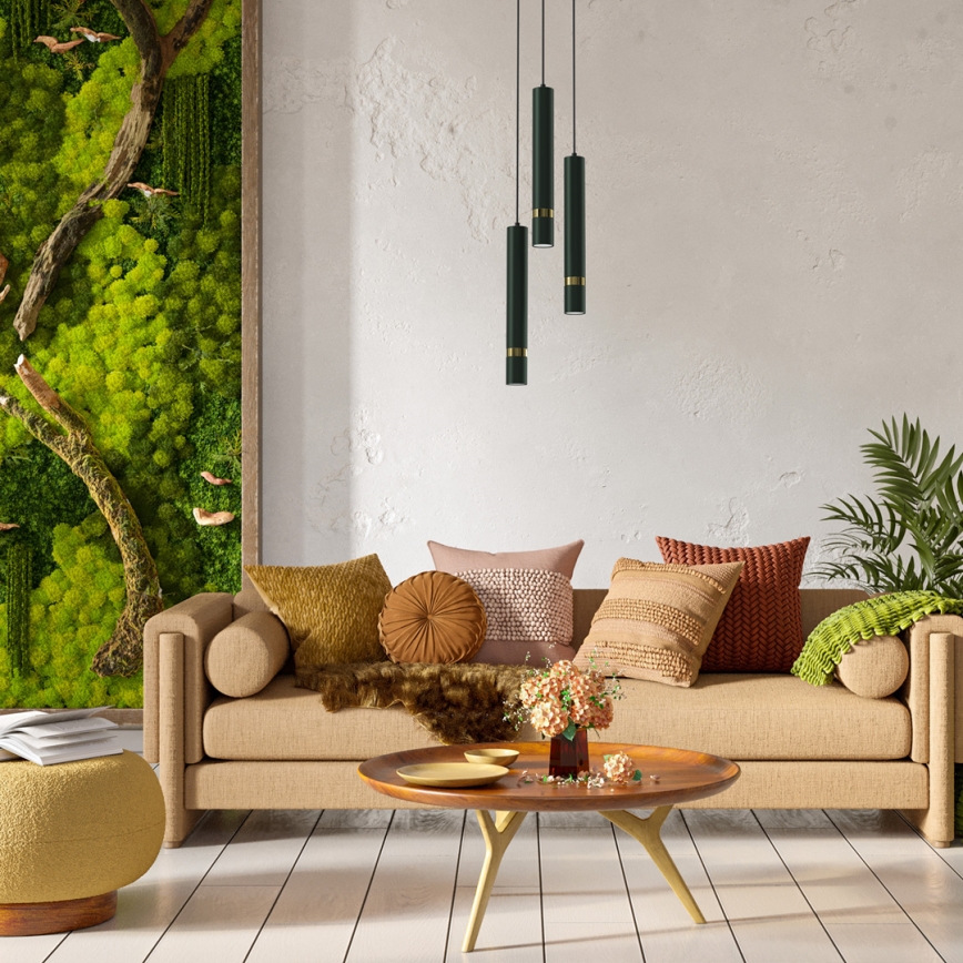 Chandelier on a string JOKER 3xGU10/8W/230V green/gold