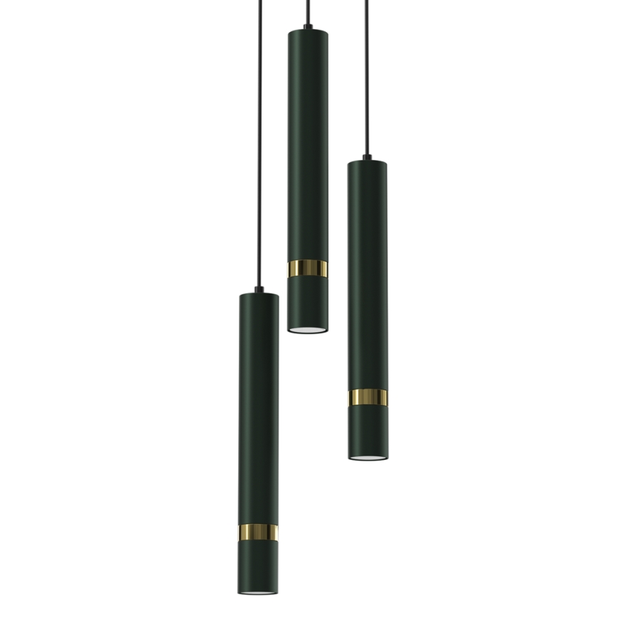 Chandelier on a string JOKER 3xGU10/8W/230V green/gold