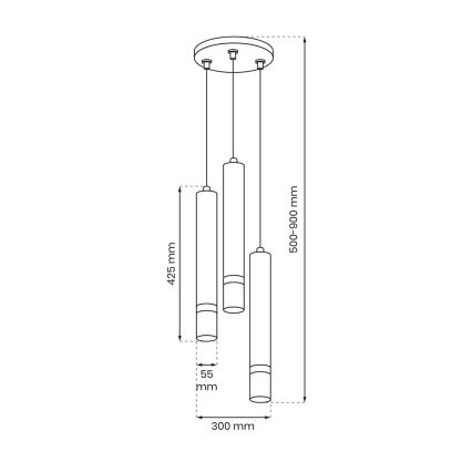 Chandelier on a string JOKER 3xGU10/8W/230V white/shiny chrome
