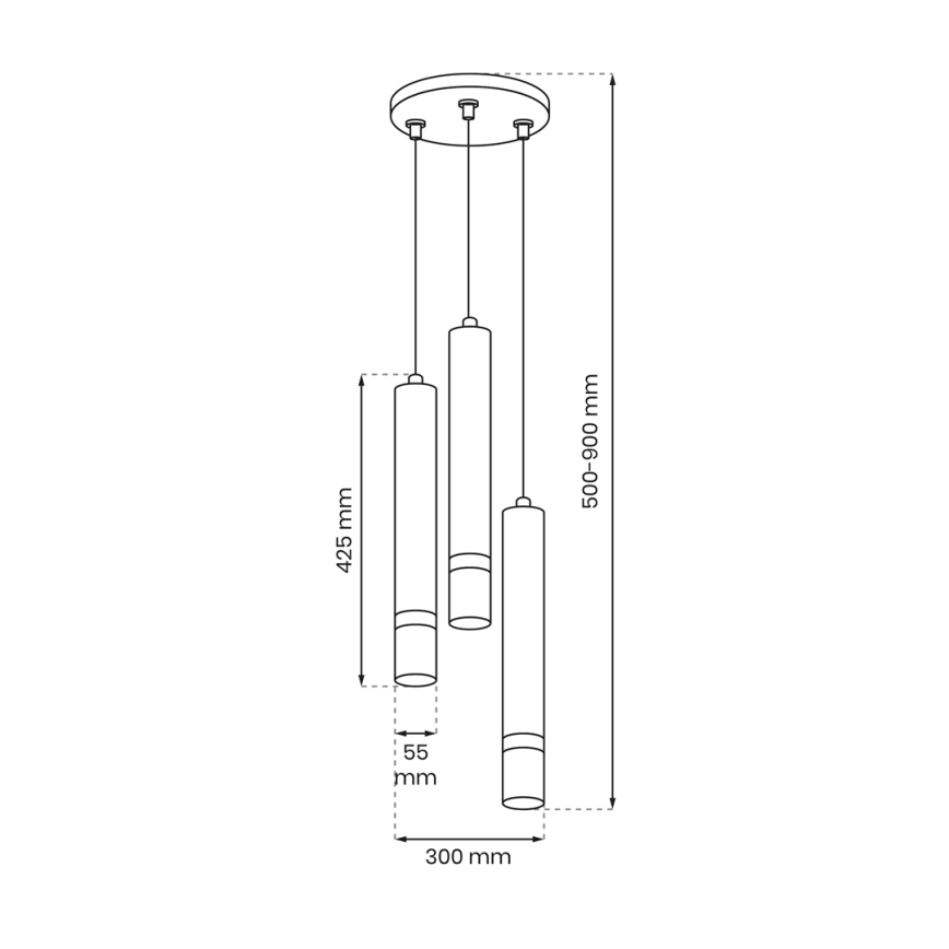 Chandelier on a string JOKER 3xGU10/8W/230V white/shiny chrome