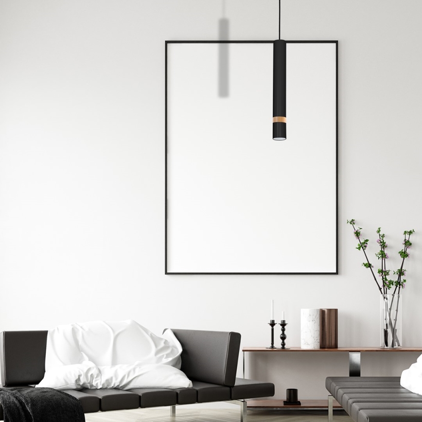 Chandelier on a string JOKER BLACK WOOD 1xGU10/8W/230V
