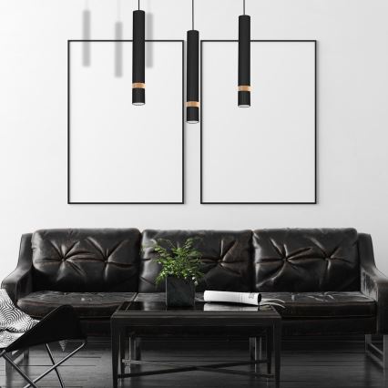 Chandelier on a string JOKER BLACK WOOD 3xGU10/8W/230V