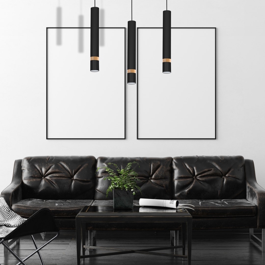 Chandelier on a string JOKER BLACK WOOD 3xGU10/8W/230V