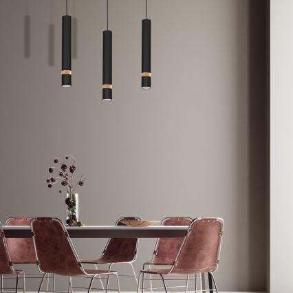 Chandelier on a string JOKER BLACK WOOD 3xGU10/8W/230V