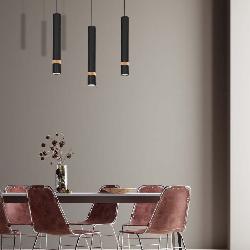 Chandelier on a string JOKER BLACK WOOD 3xGU10/8W/230V