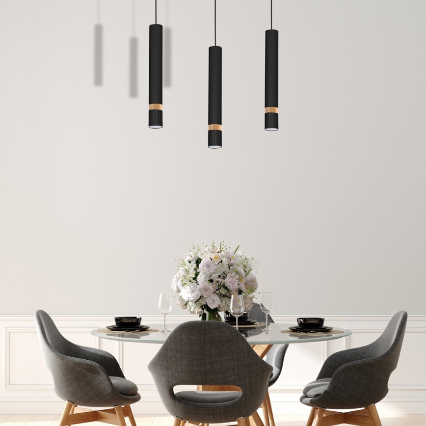 Chandelier on a string JOKER BLACK WOOD 3xGU10/8W/230V