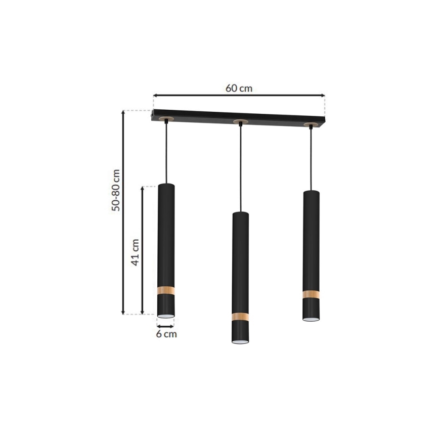 Chandelier on a string JOKER BLACK WOOD 3xGU10/8W/230V