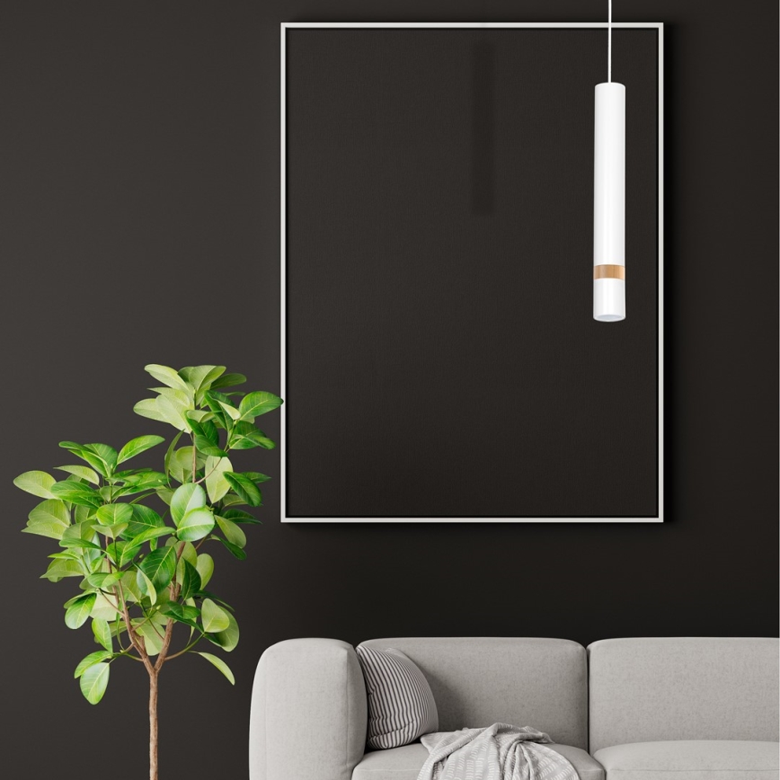 Chandelier on a string JOKER WHITE WOOD 1xGU10/8W/230V