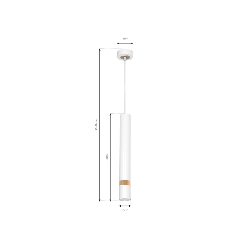 Chandelier on a string JOKER WHITE WOOD 1xGU10/8W/230V