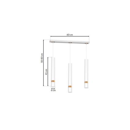 Chandelier on a string JOKER WHITE WOOD 3xGU10/8W/230V