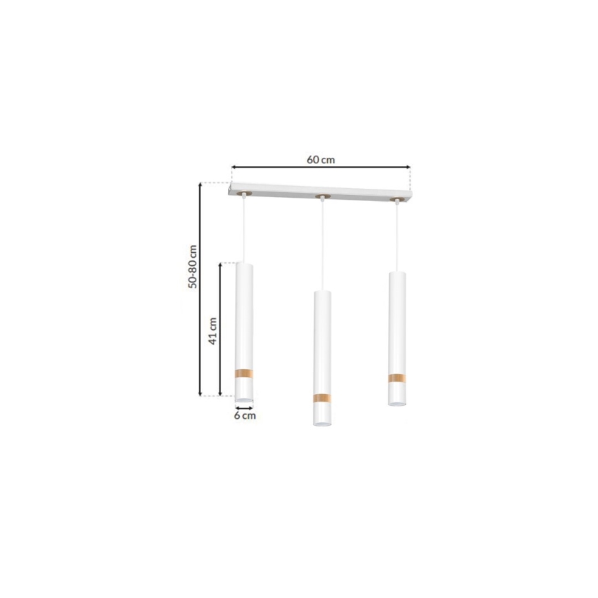 Chandelier on a string JOKER WHITE WOOD 3xGU10/8W/230V