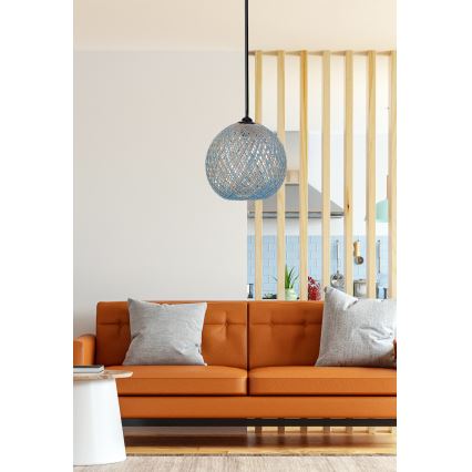 Chandelier on a string JUTE 1xE27/60W/230V blue