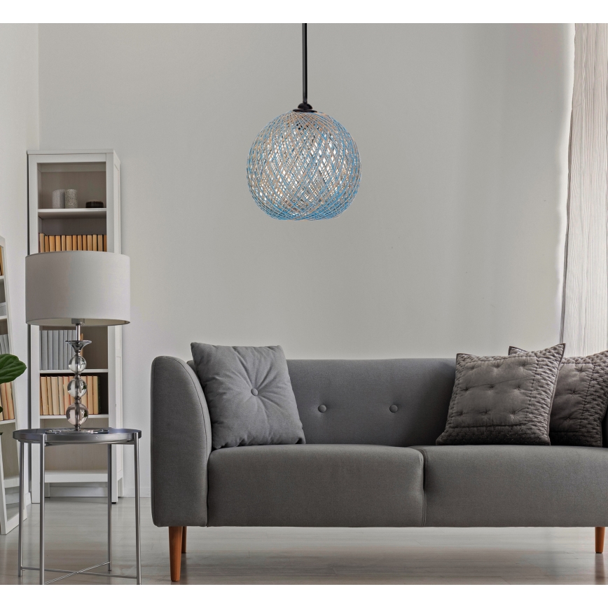 Chandelier on a string JUTE 1xE27/60W/230V blue