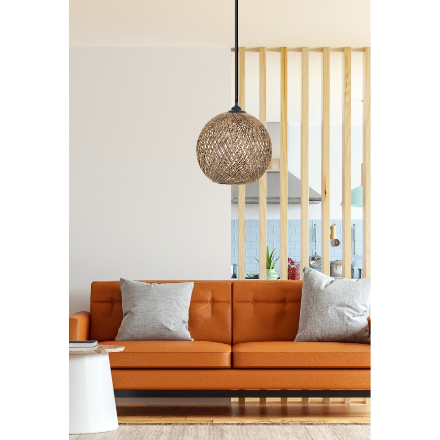 Chandelier on a string JUTE 1xE27/60W/230V brown