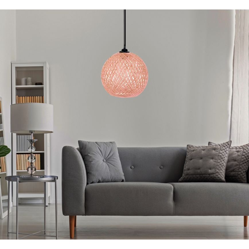 Chandelier on a string JUTE 1xE27/60W/230V pink