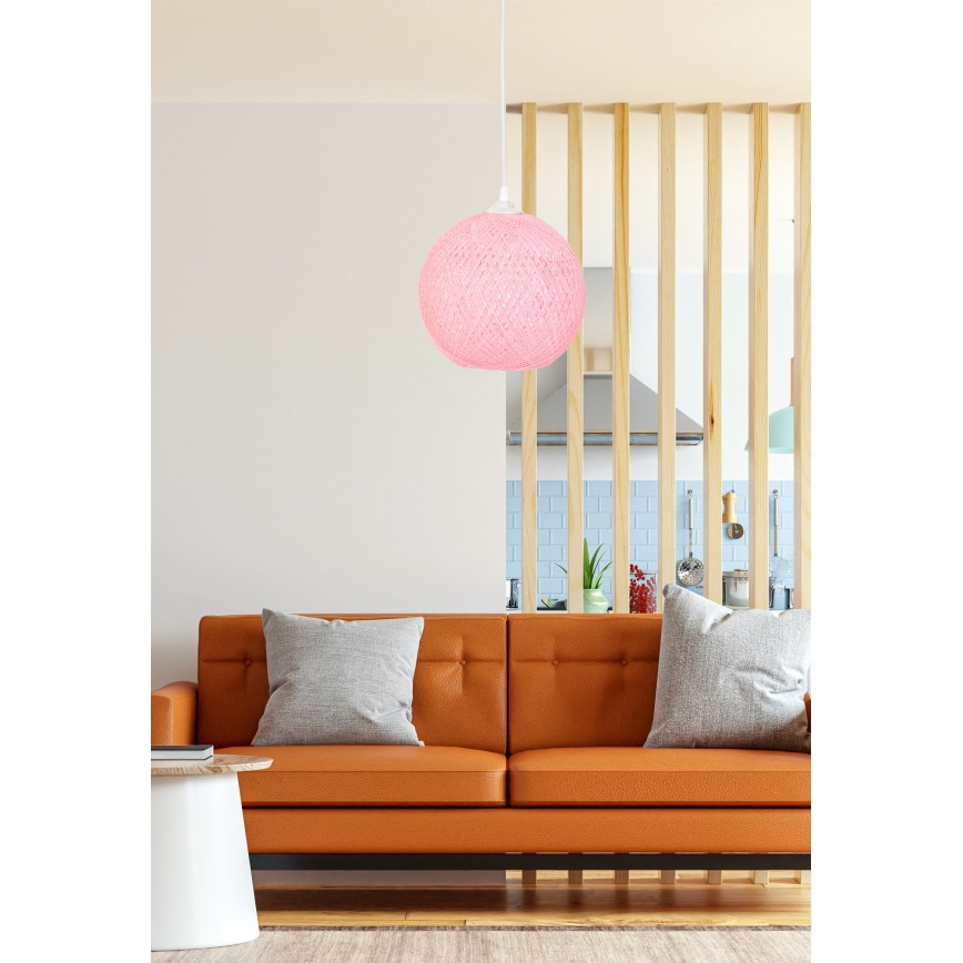Chandelier on a string JUTE 1xE27/60W/230V pink