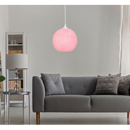Chandelier on a string JUTE 1xE27/60W/230V pink