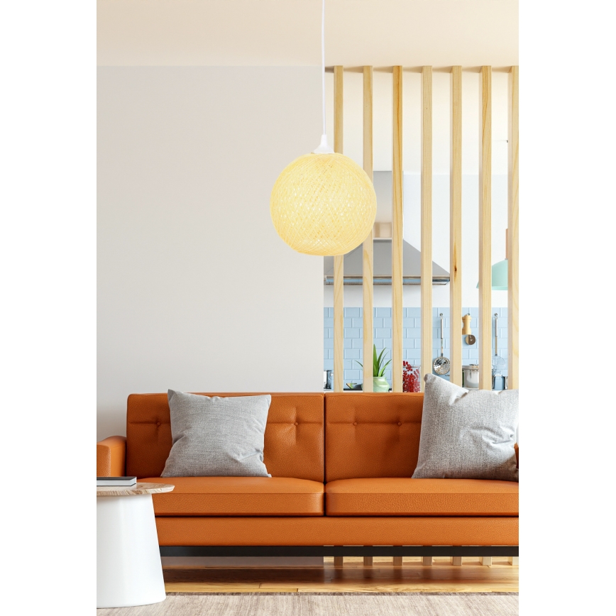 Chandelier on a string JUTE 1xE27/60W/230V yellow