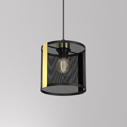 Chandelier on a string KAGA 1xE27/60W/230V black/golden
