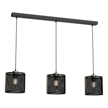 Chandelier on a string KAGA 3xE27/60W/230V black/golden