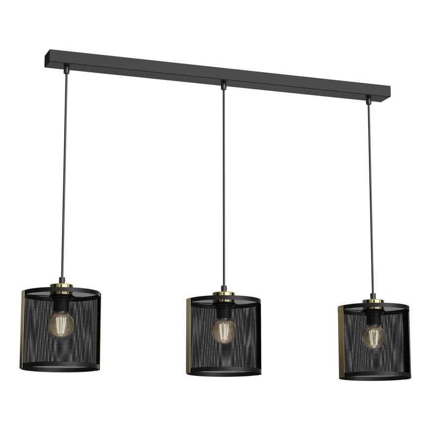 Chandelier on a string KAGA 3xE27/60W/230V black/golden