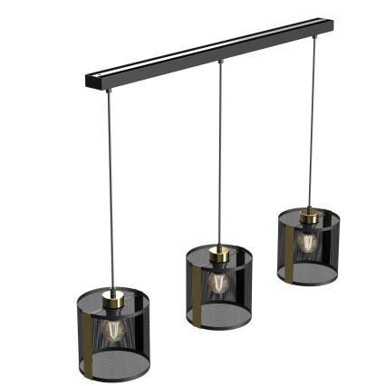 Chandelier on a string KAGA 3xE27/60W/230V black/golden