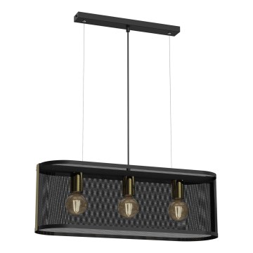 Chandelier on a string KAGA 3xE27/60W/230V black/golden