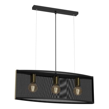 Chandelier on a string KAGA 3xE27/60W/230V black/golden