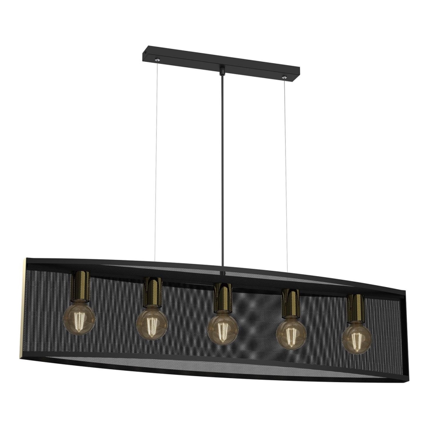 Chandelier on a string KAGA 5xE27/60W/230V black/golden