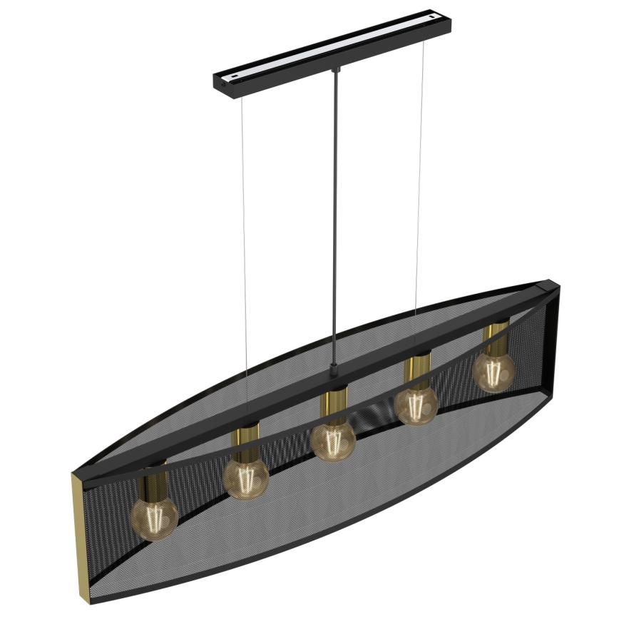 Chandelier on a string KAGA 5xE27/60W/230V black/golden