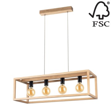 Chandelier on a string KAGO 4xE27/60W/230V matte oak - FSC certified