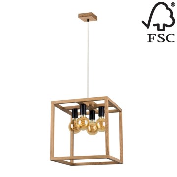 Chandelier on a string KAGO 4xE27/60W/230V oak - FSC certified