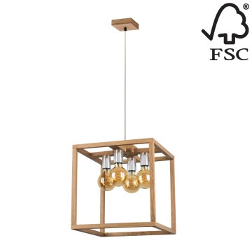 Chandelier on a string KAGO 4xE27/60W/230V oak - FSC certified