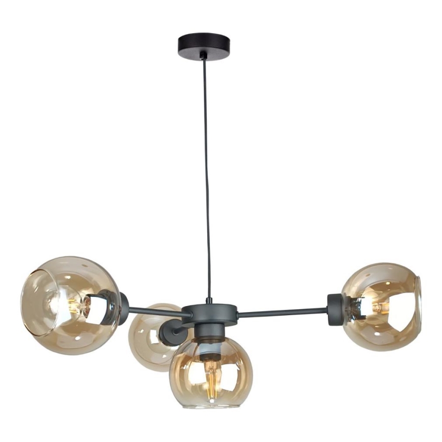 Chandelier on a string KALIOPE 4xE27/60W/230V black/smoky beige