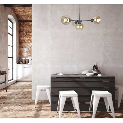 Chandelier on a string KALIOPE 4xE27/60W/230V black/smoky beige