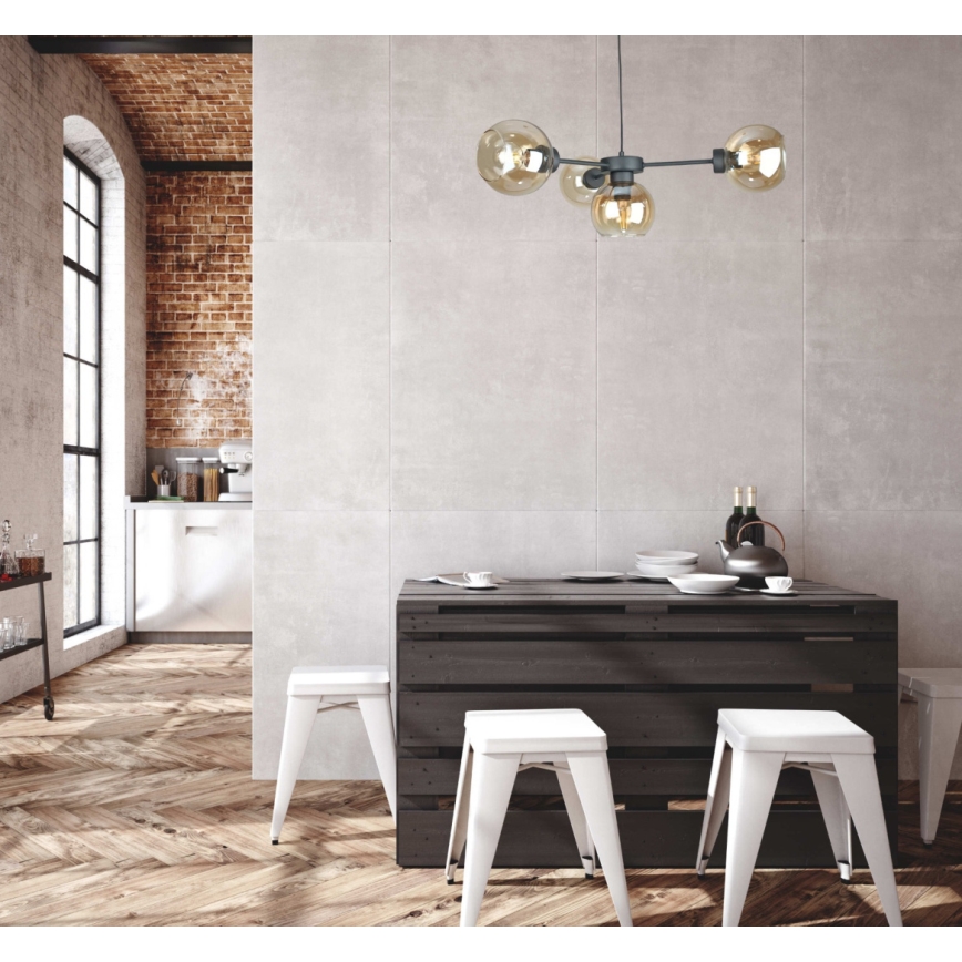 Chandelier on a string KALIOPE 4xE27/60W/230V black/smoky beige