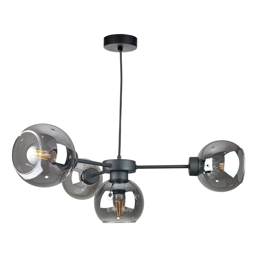 Chandelier on a string KALIOPE 4xE27/60W/230V black/smoky black