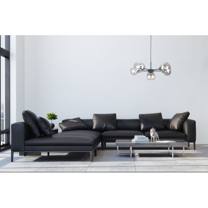 Chandelier on a string KALIOPE 6xE27/60W/230V black/clear