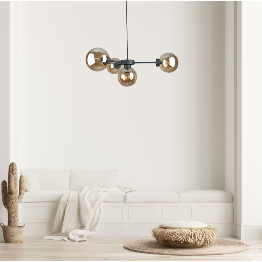 Chandelier on a string KALIOPE II 4xE14/50W/230V black/smoky beige
