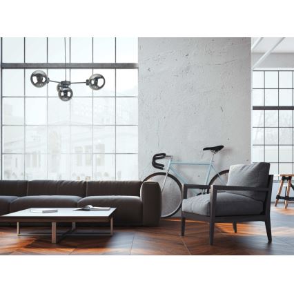 Chandelier on a string KALIOPE II 4xE14/50W/230V black/smoky black