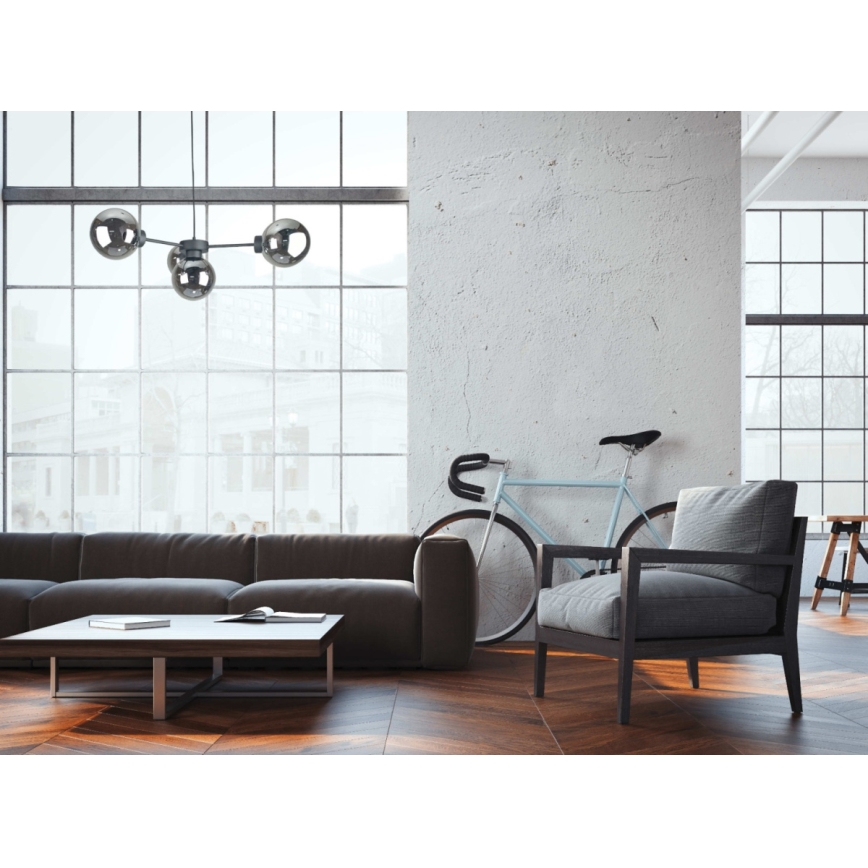 Chandelier on a string KALIOPE II 4xE14/50W/230V black/smoky black