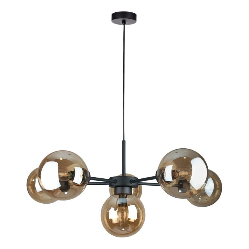 Chandelier on a string KALIOPE II 6xE14/50W/230V black/smoky beige