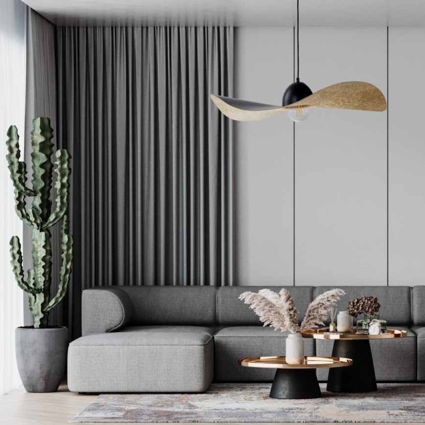 Chandelier on a string KAPELLO 1xE27/60W/230V d. 76 cm black/gold